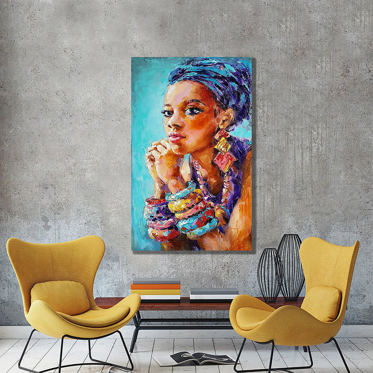 WoodyMoodWallArts Portrait Canvas, Modern Art Canvas Wall Arts Poster Sticker