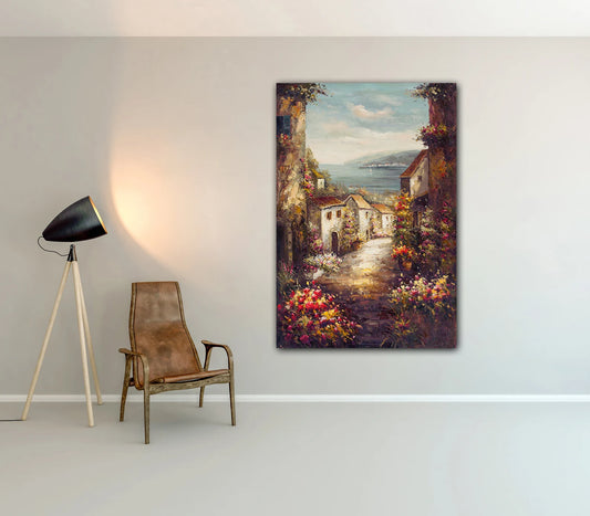 Europe Italy Street Houses Landscape Fine Art Canvas, Canvas Print Wall Art Poster Sticker