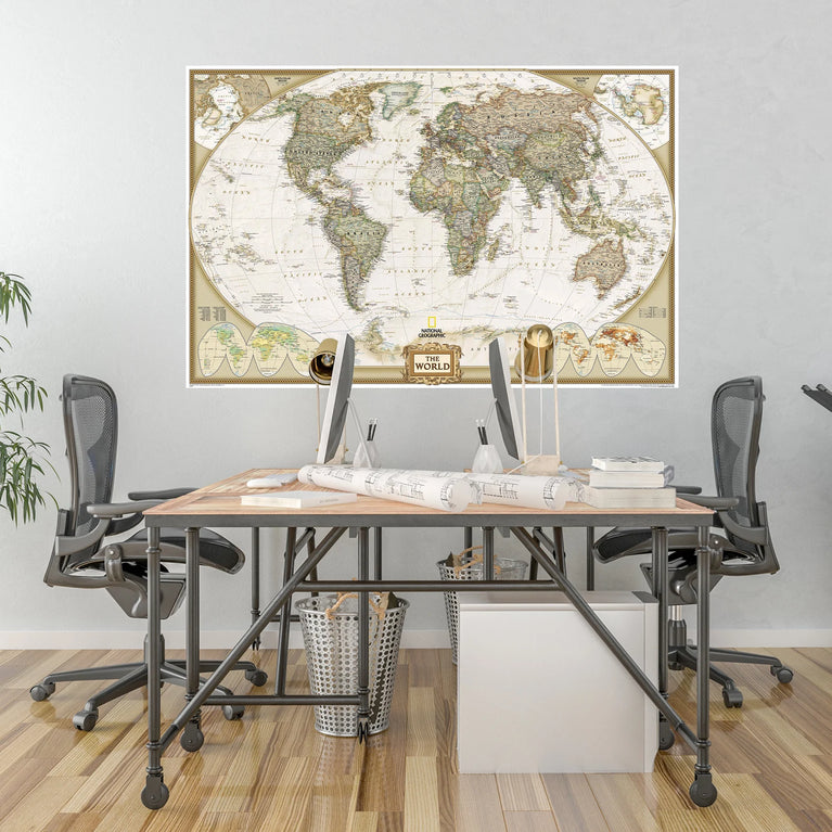 National Geographic World Map Wall Mural, Removable Wallpaper NatGeo Map of World