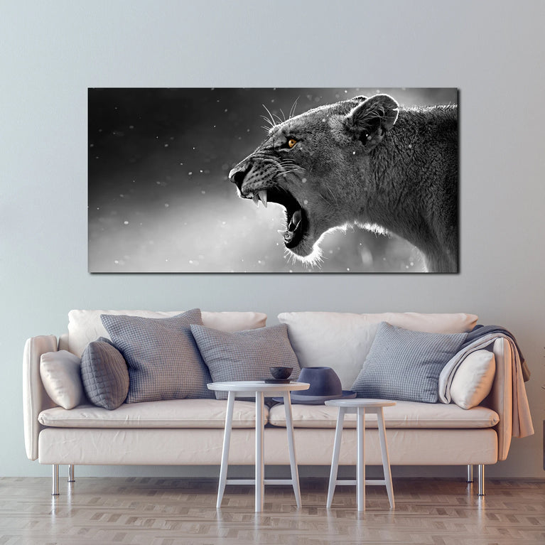 Angry Lion Canvas Printing Wall Art, Lion Poster Canvas Wall Art Sticker