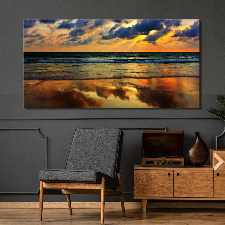 Sunset In Beautiful Sea Canvas Wall Art Canvas Poster Canvas Print Decor Wall Art Poster Sticker