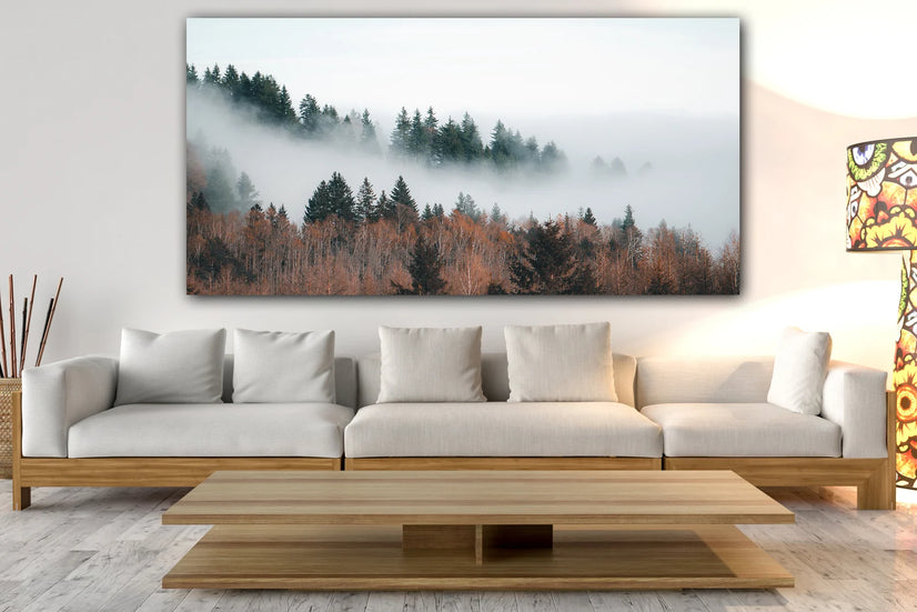 Natural Landscape Canvas Print, Forest Mountain Canvas Wall Art Poster Sticker