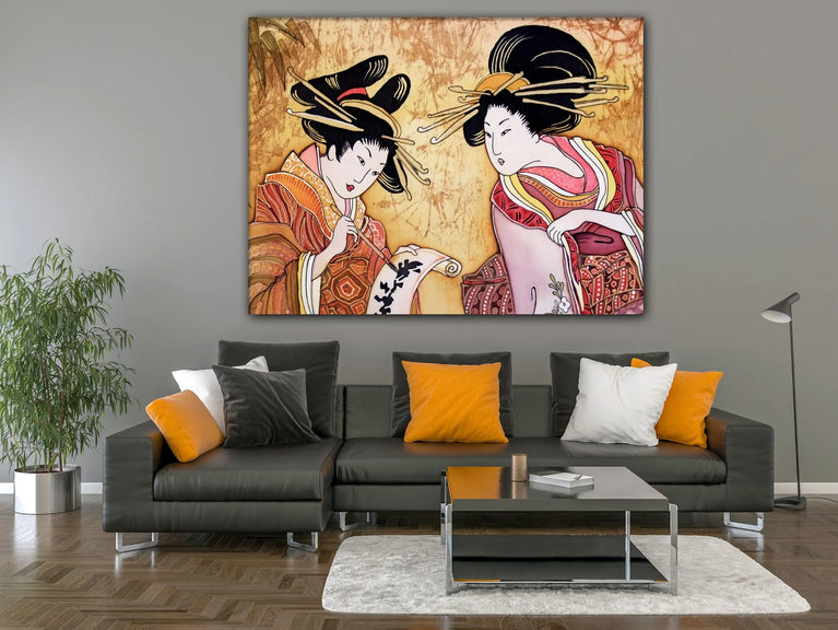 Cuadro A Japanese Womans Painting Canvas Print Wall Art Poster Sticker