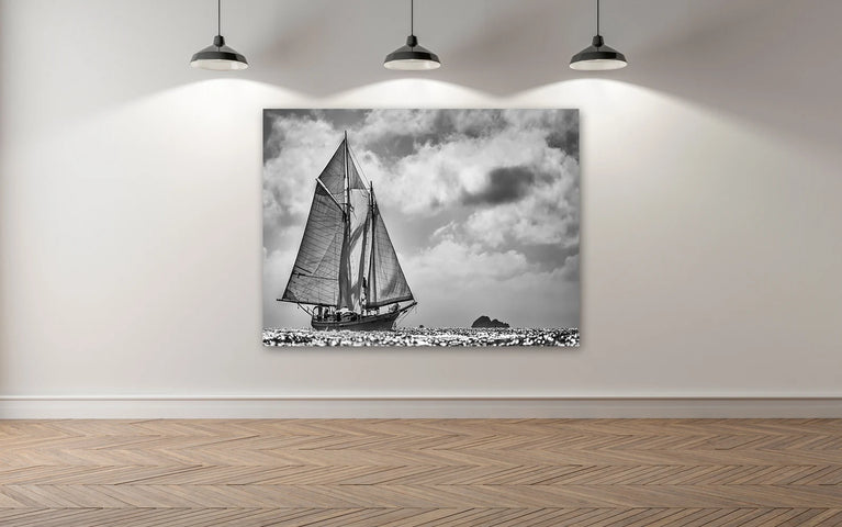 Sailing Yacht Black And White Canvas Decor, Canvas Wall Art Home Decor Poster Sticker