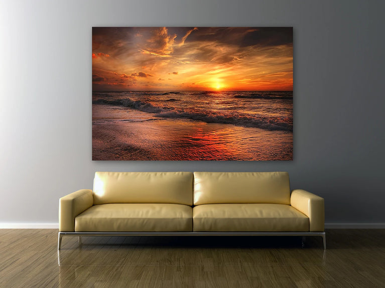 Sunset Beach Landscape Canvas Wall Decor, Canvas Print Wall Art Poster Sticker