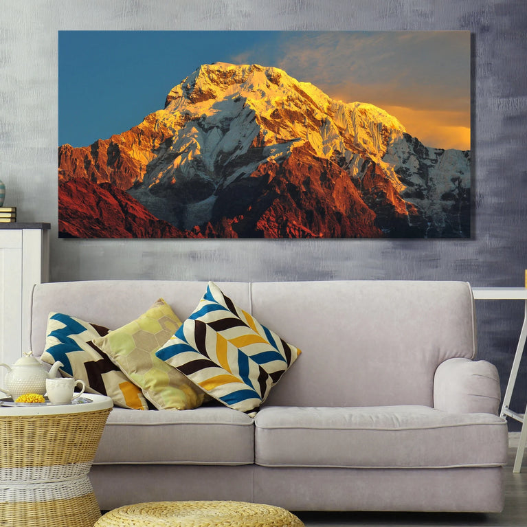 Mount Everest With His Morning Beauty Canvas Wall Art, Landscape Canvas Print Decor Wall Art Poster Sticker