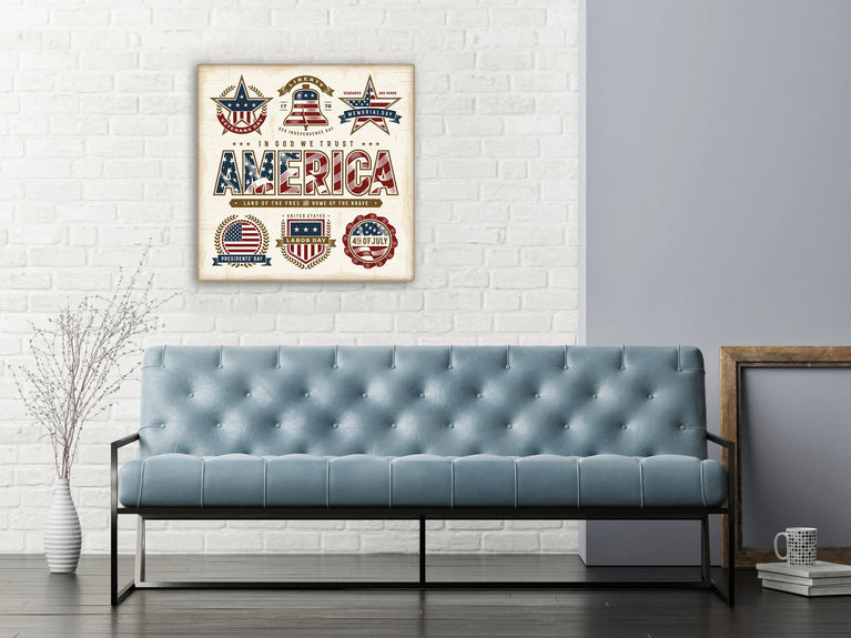 Vintage USA Patriotic Holidays Canvas Wall Art Home Decor, Canvas Print Poster Sticker