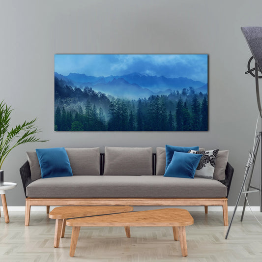 Fog Landscape Canvas Print Wall Art, Landscape Trees Poster Wall Art Poster Sticker