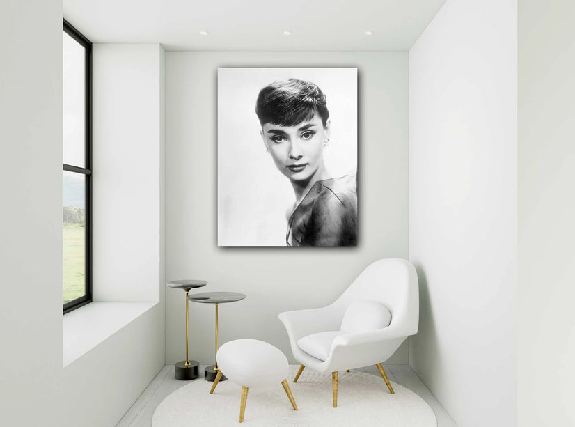 Audrey Hepburn Black & White Canvas Print Wall Art Poster Sticker