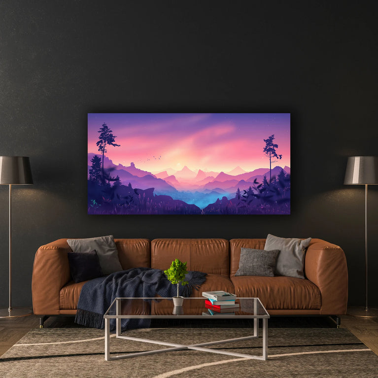 Wonder Landscape Canvas Print Wall Art, Landscape Sunset Poster Sticker