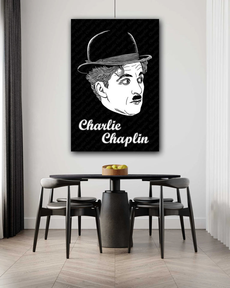 Charlie Chaplin Black & White Canvas Print Wall Art Poster Sticker