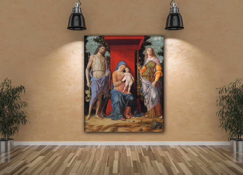 Virgin and Child with the Magdalen and St John the Baptist Canvas Print Wall Art Poster Sticker