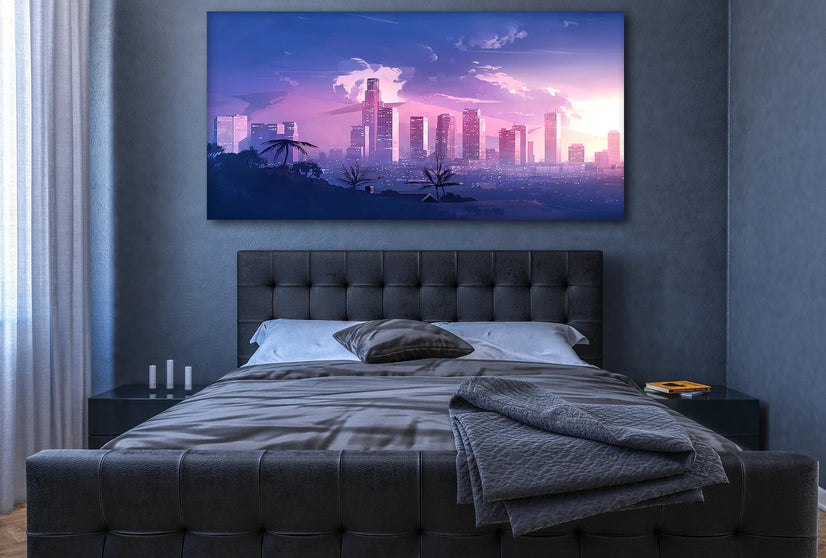 Los Angeles Skyline City Wall Art Canvas Poster Canvas Print Decor Wall Art Poster Sticker