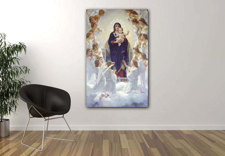 The Virgin With Angels By William Bouguereau Fine Art Canvas, Canvas Print Wall Art Poster Sticker