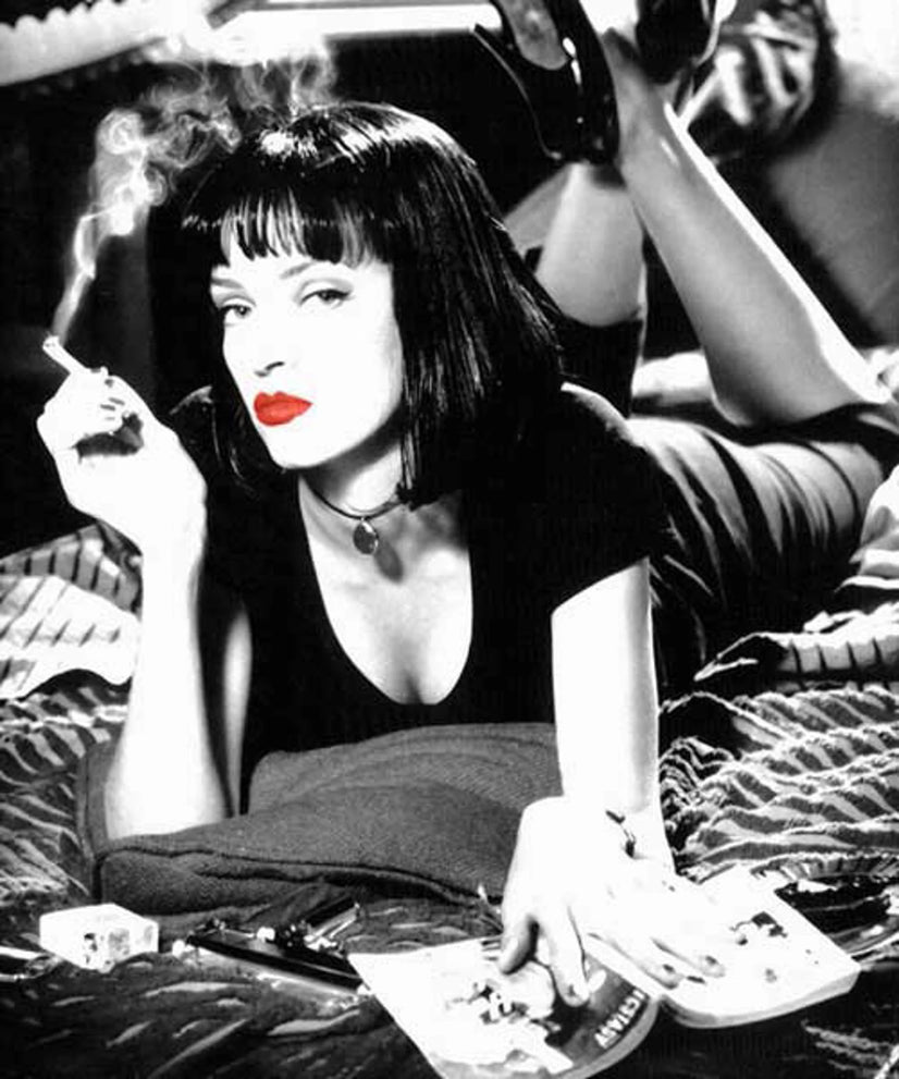 Uma Thurman Black & White Pulp Fiction 1994, Canvas Print Wall Art Poster Sticker