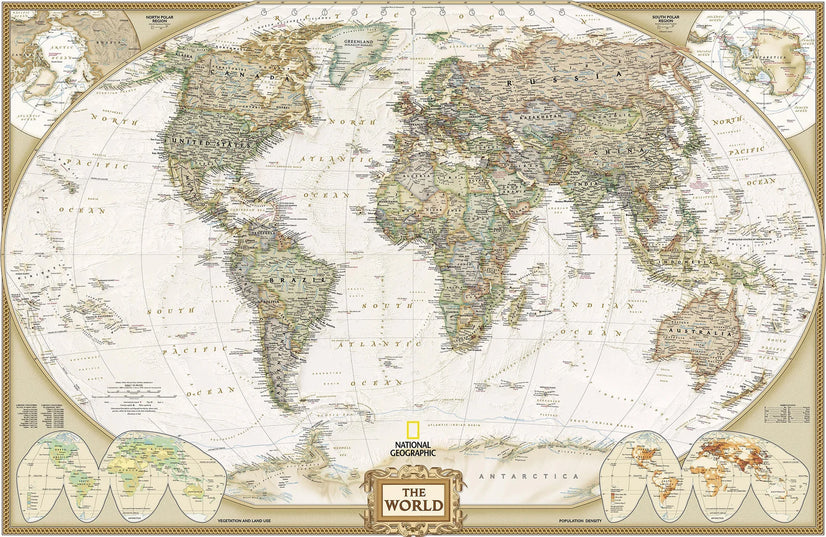 National Geographic World Map Wall Mural, Removable Wallpaper NatGeo Map of World