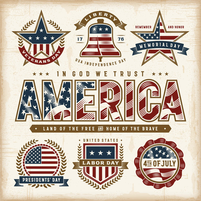 Vintage USA Patriotic Holidays Canvas Wall Art Home Decor, Canvas Print Poster Sticker