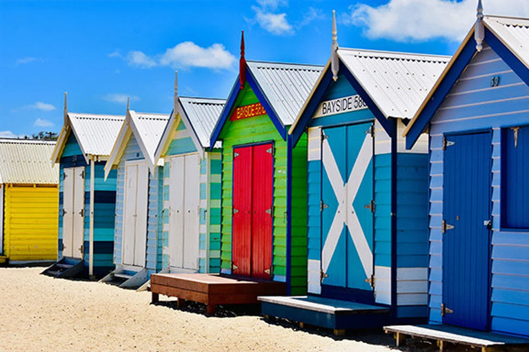 Brighton Bathing Boxes Canvas Wall Decor, Australia Canvas Print Wall Art Poster Sticker