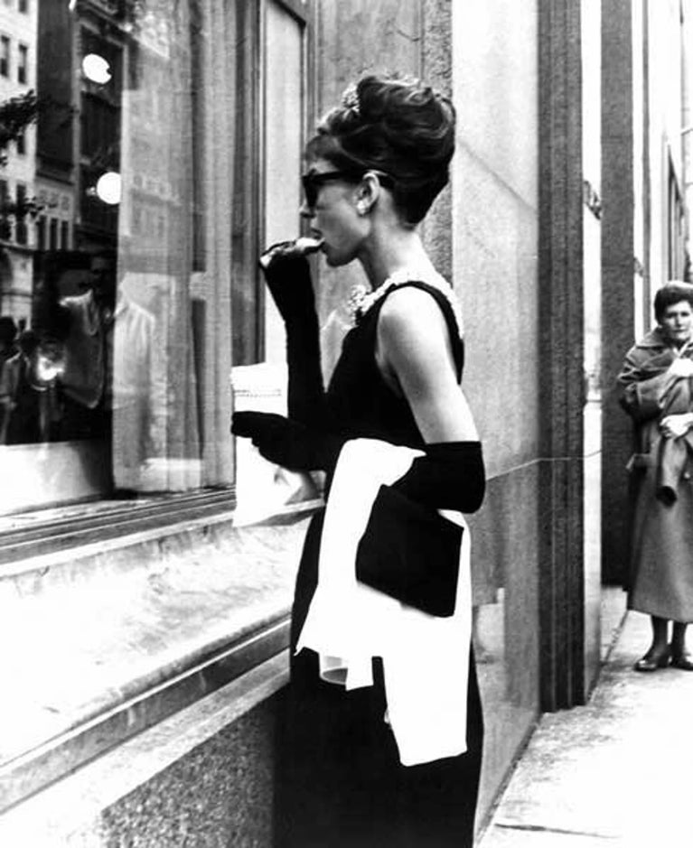 Audrey Hepburn Black & White Breakfast At Tiffanys Canvas Print Wall Art Poster Sticker