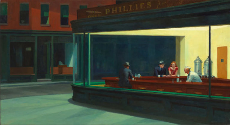 Nighthawks By Edward Hopper 1942 Canvas Print Wall Art, Edward Hopper Paintings Canvas Wall Decor Poster Sticker