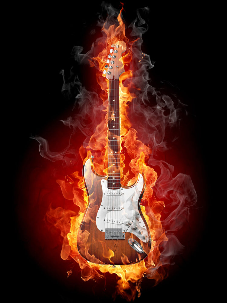 Guitar on fire Canvas Printing Wall Art Home Decor Poster Sticker