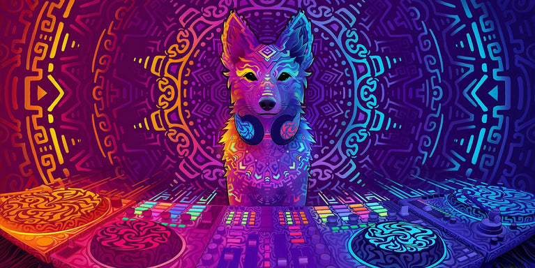 Modern Dj Dog In Club Canvas Wall Art Canvas Poster, Pionner Canvas Wall Art Poster Sticker