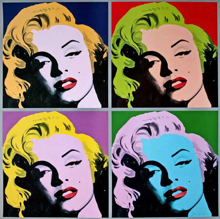 Marilyn Monroe & By Andy Warhol Four Color Pop Art Canvas Print Wall Art Poster Sticker