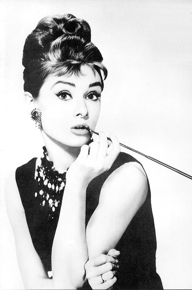 Audrey Hepburn moon river breakfast at tiffany's, Black & White Art Canvas Print, Canvas Print Wall Art Poster Sticker