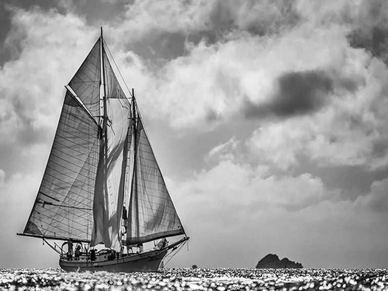 Super Sailing Yacht Black And White Canvas Wall Decor, Canvas Print Wall Art Poster Sticker