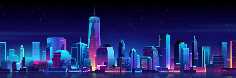 New York City Neon Sykline Canvas, Canvas Print Wall Art Poster Sticker