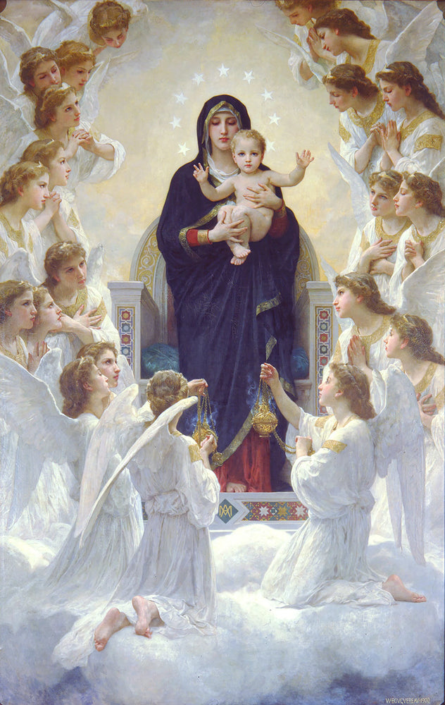 The Virgin With Angels By William Bouguereau Fine Art Canvas, Canvas Print Wall Art Poster Sticker