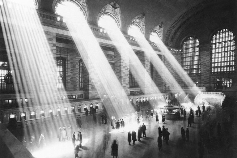 Berenice Abbott, Sunbeams in Grand Central Canvas Wall Art, Canvas Print Poster Sticker