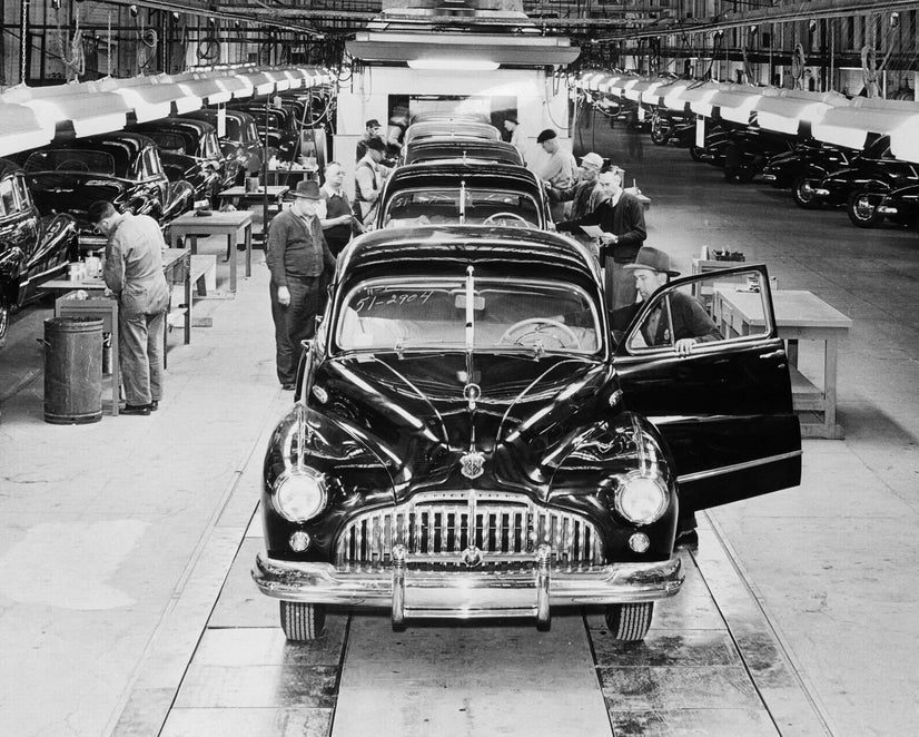 Buick Assembly Line Canvas Wall Art,1950-1959, Factory, Industry, Canvas Print Poster Sticker