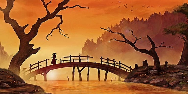 Samurai On a Bridge Wallpaper Canvas Wall Decor, Canvas Print Wall Art Poster Sticker