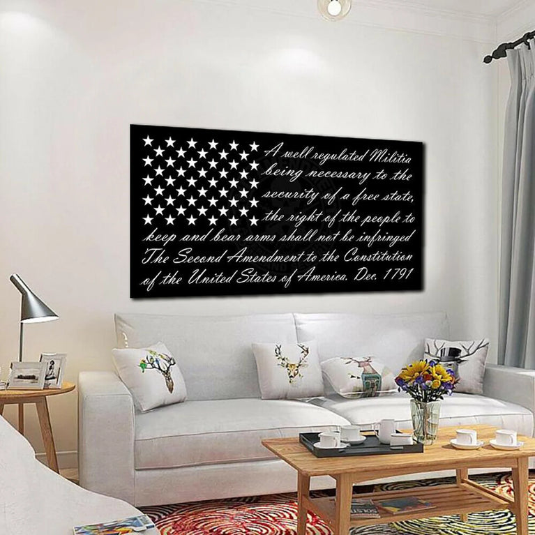 2nd Amendment, America's Original Homeland Security, Flag Canvas Wall Art Poster Sticker