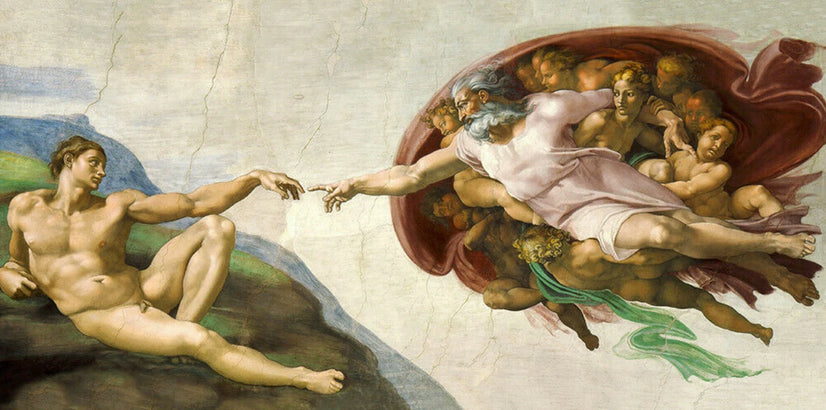 The Creation of Adam by Michelangelo Canvas Wall Art, Repreduction, Renaissance Poster Sticker