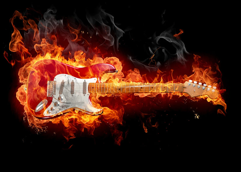 Guitar on Fire Canvas Printing Wall Art Home Decor Poster Sticker