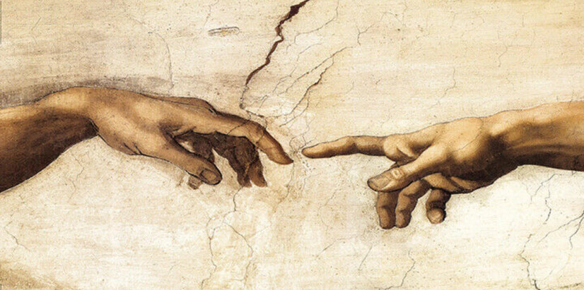 Michelangelo The Creation of Adam Canvas Wall Arts, Religion Canvas Wall Art Poster Sticker