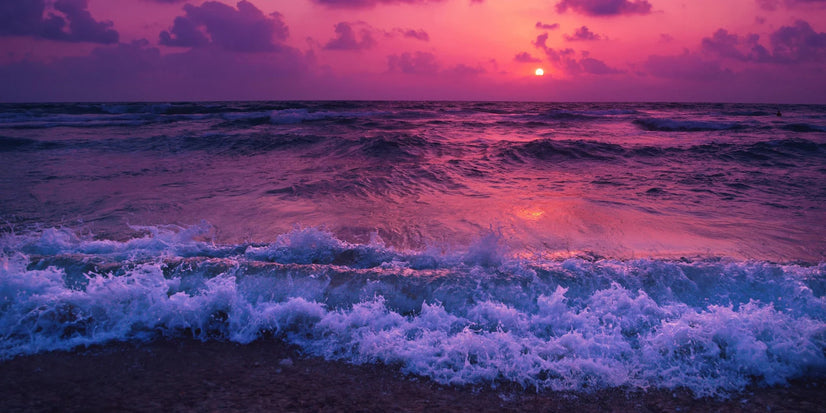 Purple Sunset In The Beach Canvas Wall Art Canvas Poster Canvas Print Decor Wall Art Poster Sticker