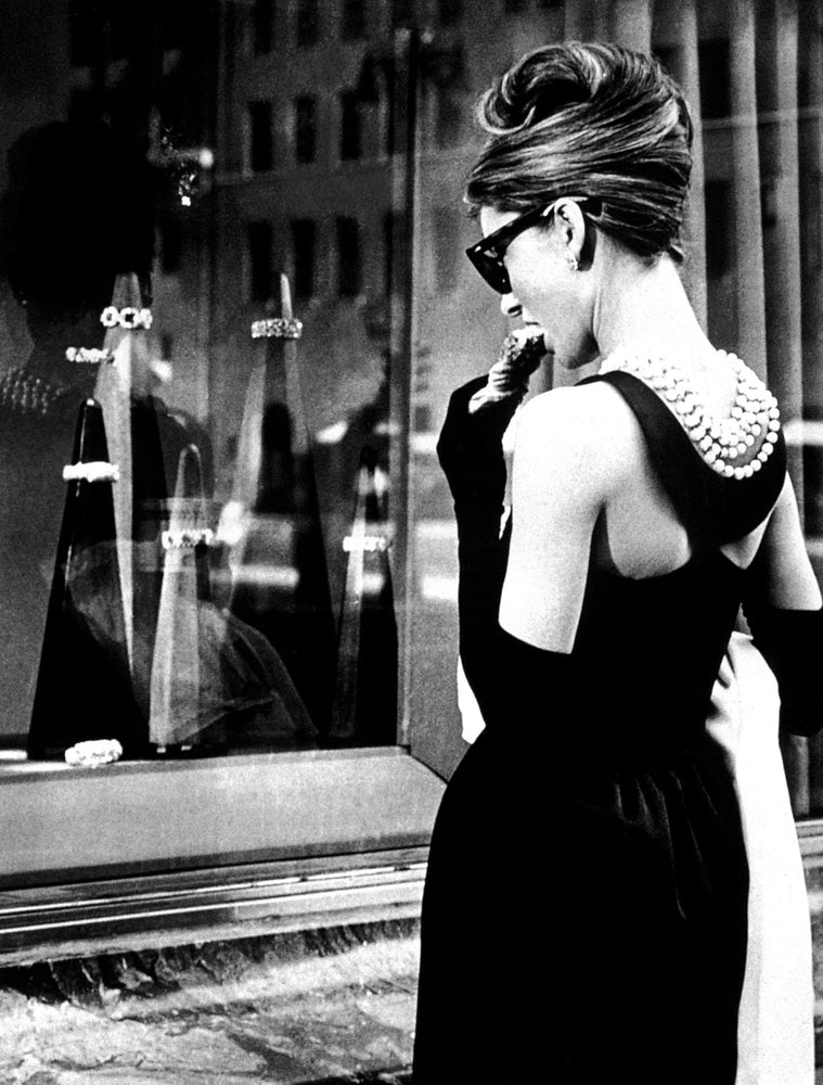 Audrey Hepburn Black & White Breakfast At Tiffanys Canvas Print Wall Art Poster Sticker