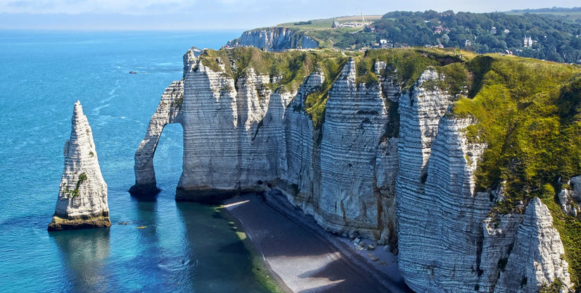 Cliffs Aval And Needle Of Etretat Landscape Canvas Wall Decor, Magnificent Soaring Cliffs Landscape Canvas Print Wall Art Poster Sticker