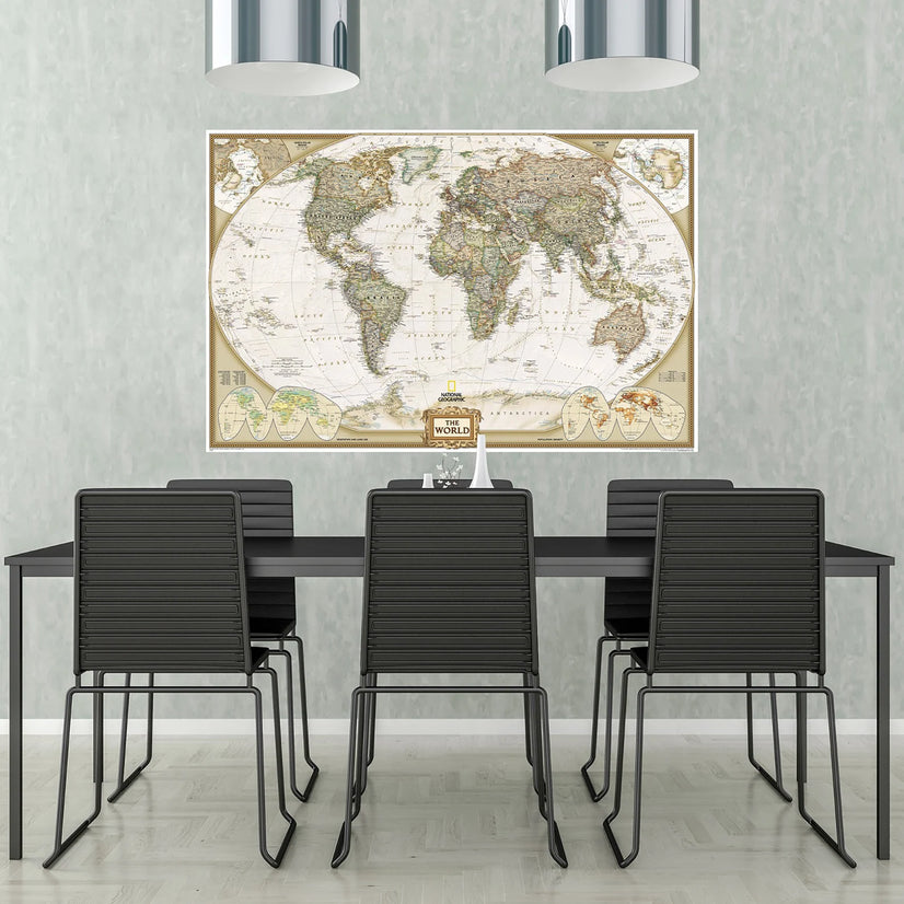 National Geographic World Map Canvas Wall Art Poster Sticker